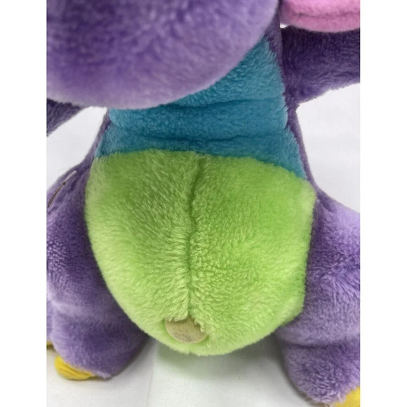 Vintage 1986 Commonwealth Tricertop Dinosnores Plush Rolling Ball Rattle Toy 12” - Picture 4 of 16